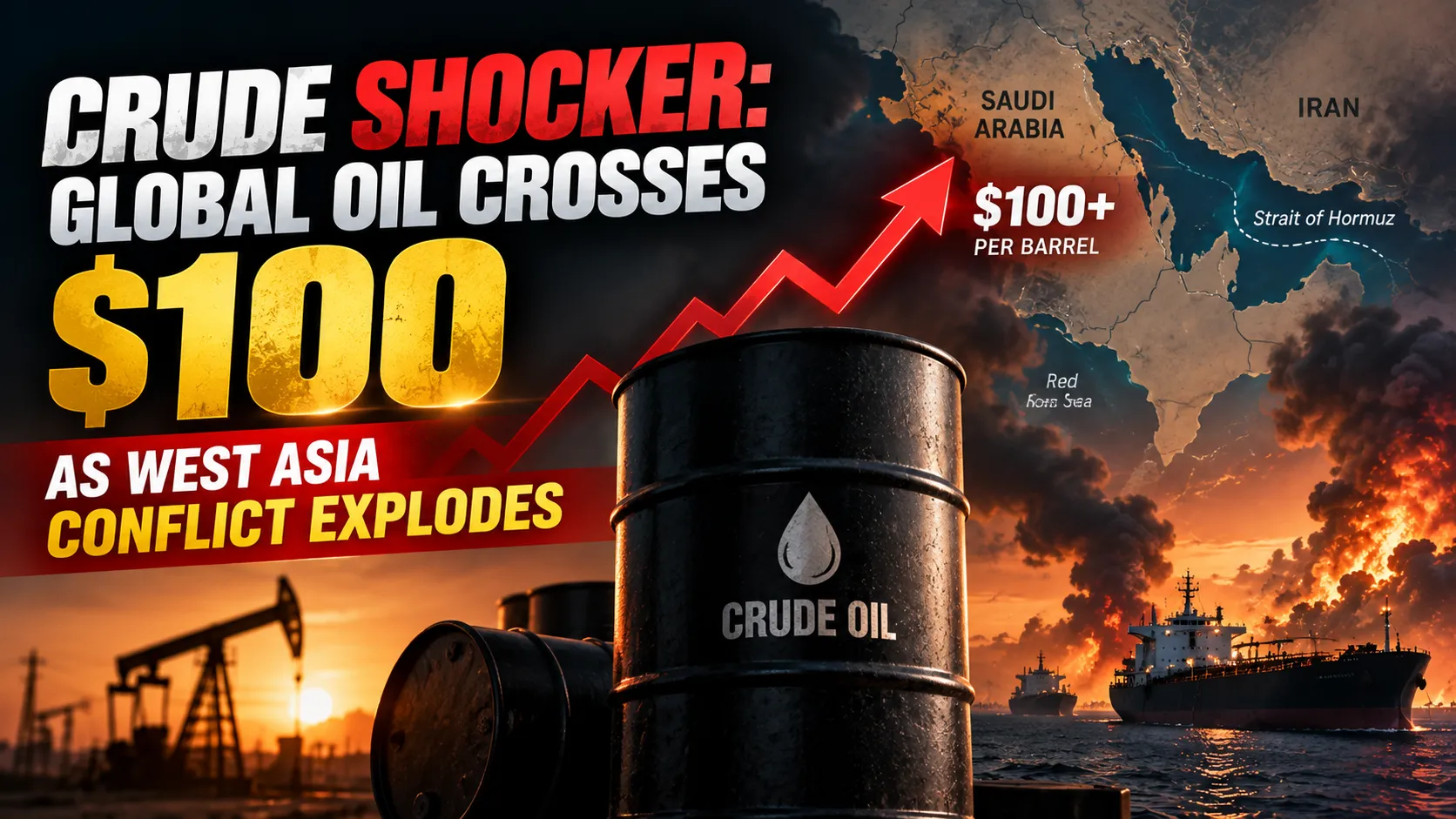 Crude Oil Hits $100, Fresh West Asia Strikes Spark Global Fuel Alarm