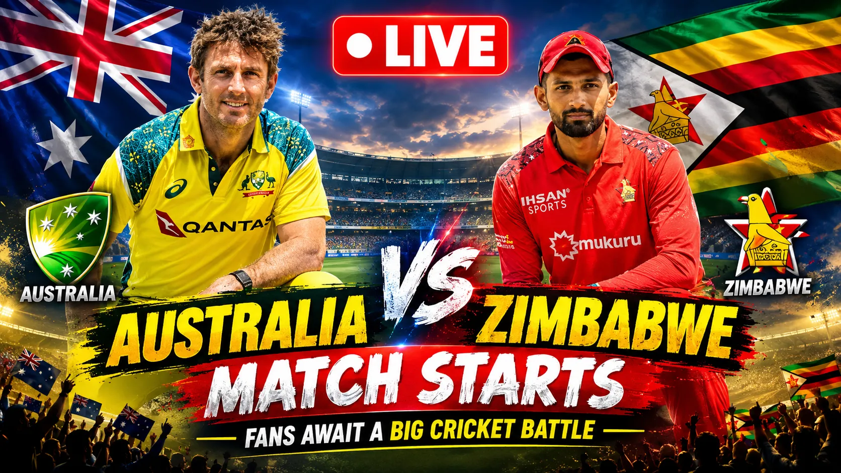 Australia vs Zimbabwe LIVE, Match Begins at Harare, Fans Await a Big Cricket Battle