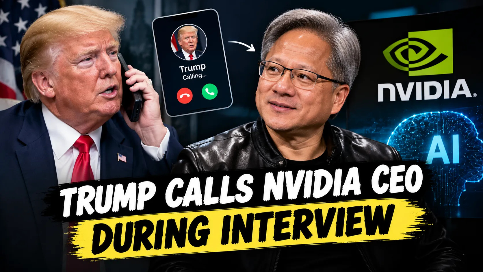 Trump Calls Nvidia CEO Jensen Huang Mid Interview, Says AI Will Not Take Over