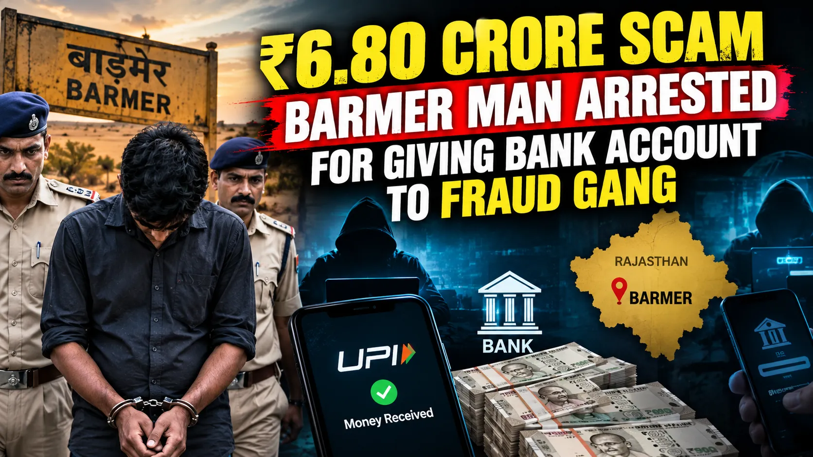 ₹6.80 Crore Cyber Scam, Barmer Man Arrested for Giving Bank Account to Fraud Gang