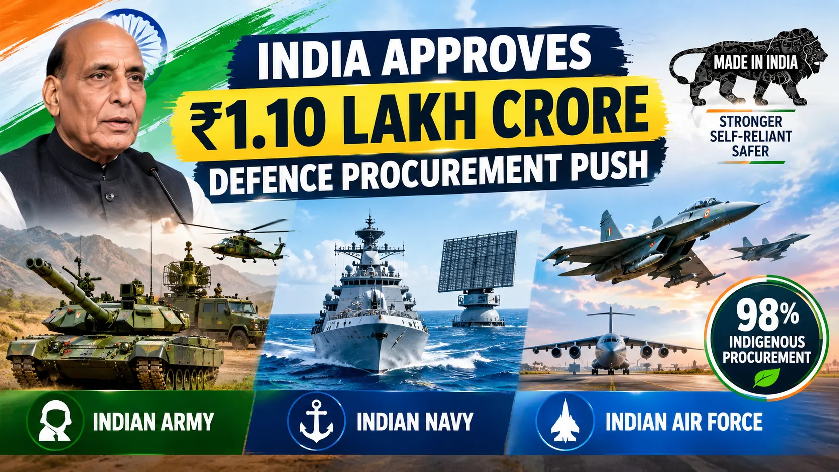 India Approves ₹1.10 Lakh Crore Defence Procurement Push