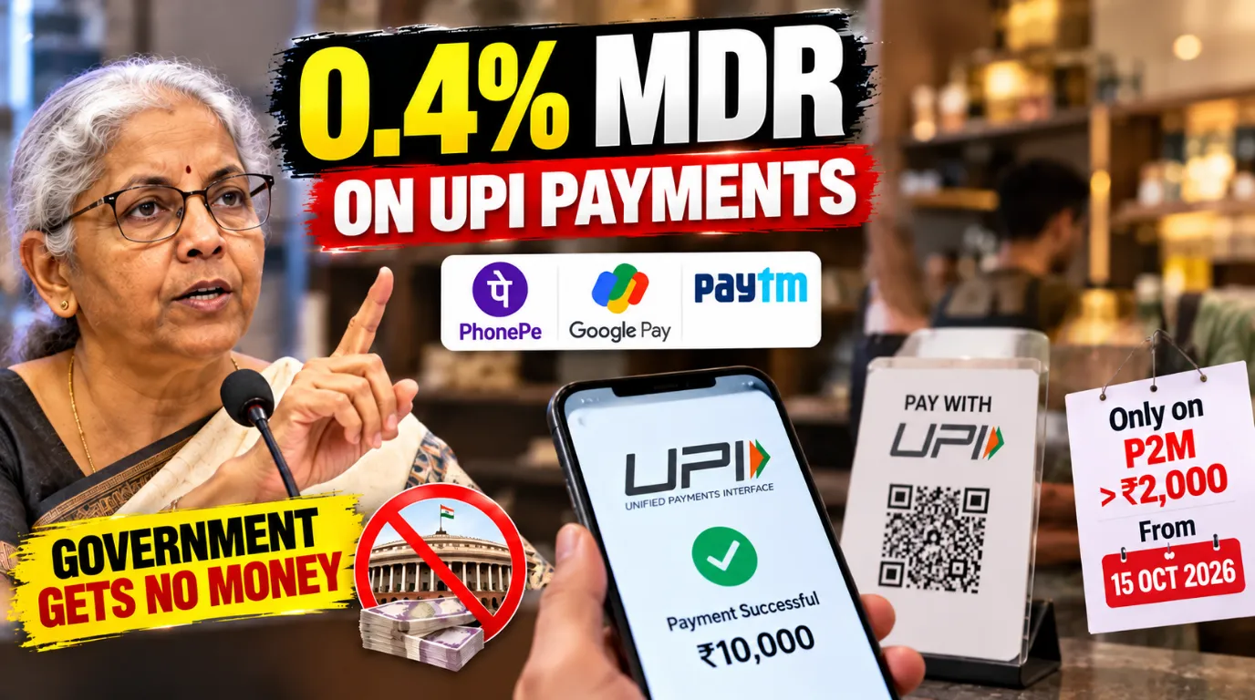UPI MDR Explained, FM Clarifies How 0.4% Fee Will Be Split Among Banks and Apps