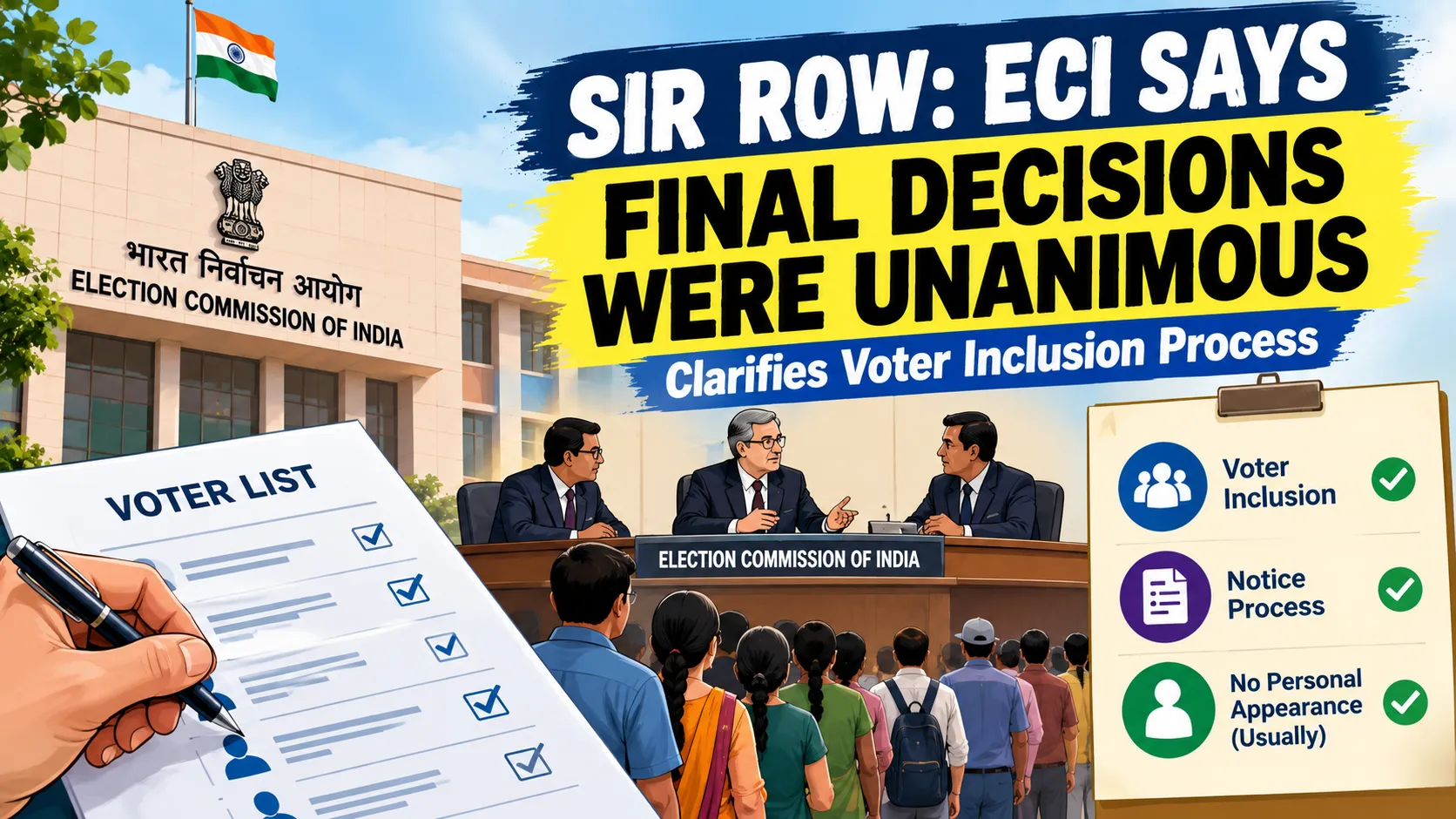 SIR Row, ECI Says Final Decisions Were Unanimous, Clarifies Voter Inclusion Process