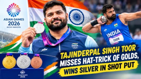 Tajinderpal Singh Toor Misses Hat Trick of Golds, Wins Silver in Shot Put