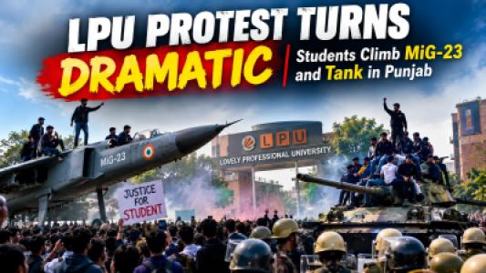 LPU Protest Turns Dramatic As Students Climb MiG 23 And Tank In Punjab