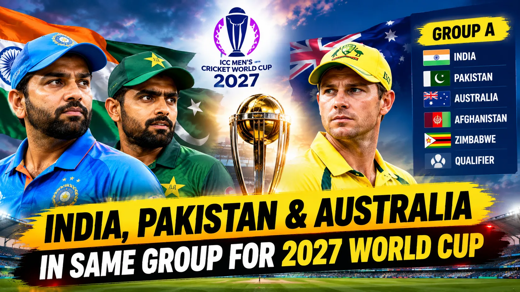 India, Pakistan and Australia Drawn Together in 2027 ODI World Cup Group