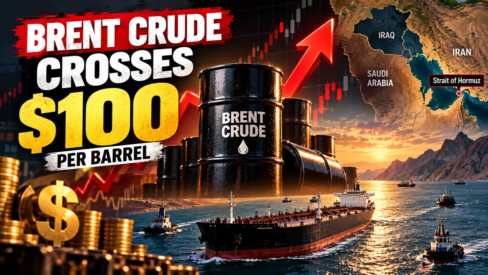 Global Oil Shock Brent Crude Crosses $100 Mark Amid Middle East Supply Fears