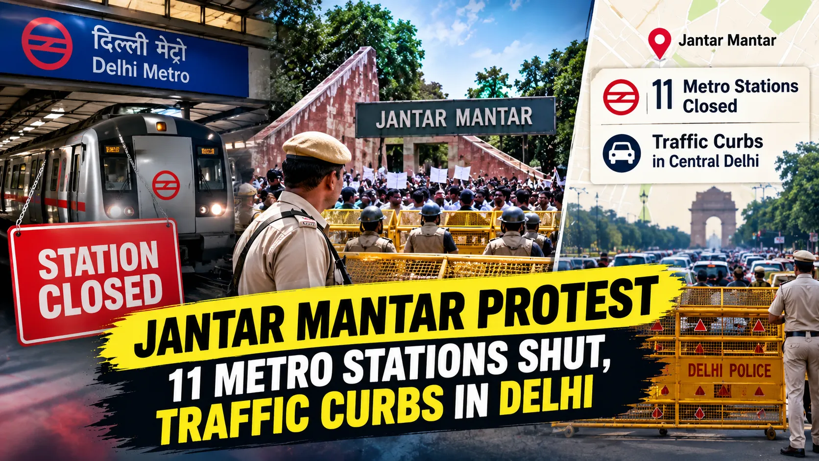 Jantar Mantar Protest, 11 Metro Stations Shut as Delhi Tightens Security
