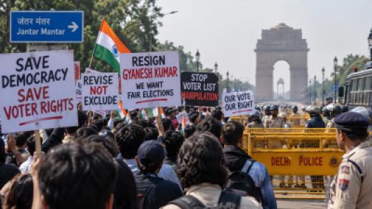 Delhi Protest, Security Tightened Ahead of Major Demonstration Over Voter Lists