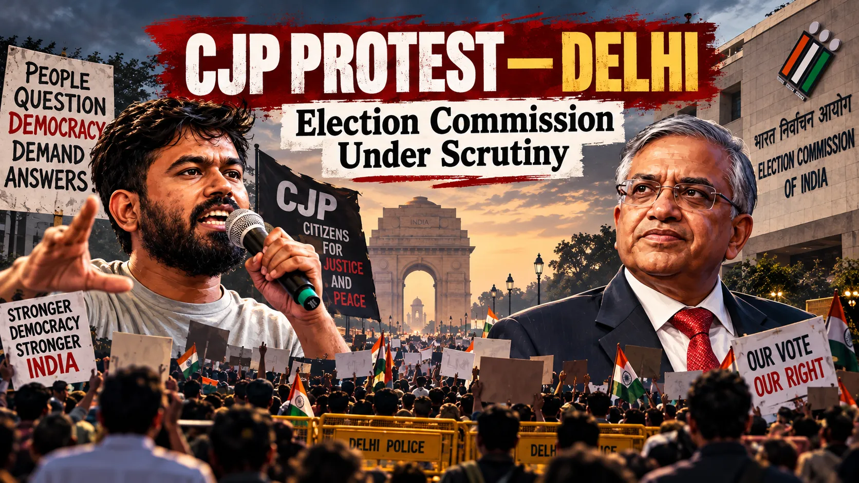 CJP Mass Protest In Delhi Clashes Break Out At Jantar Mantar Over Demands For CEC Gyanesh Kumar Resignation
