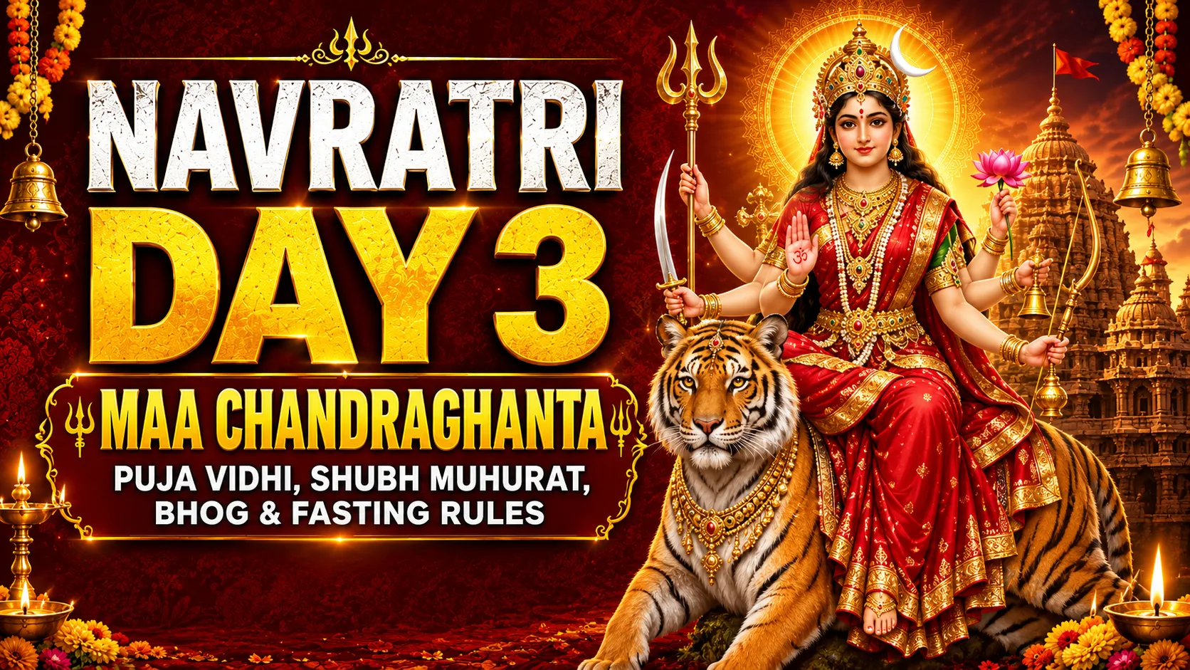 Navratri Day 3, Maa Chandraghanta Puja Vidhi, Shubh Muhurat, Bhog & Fasting Rules