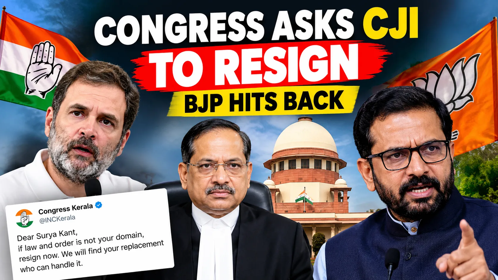 Congress Asks CJI Surya Kant to Resign, BJP Hits Back Over Controversial Post
