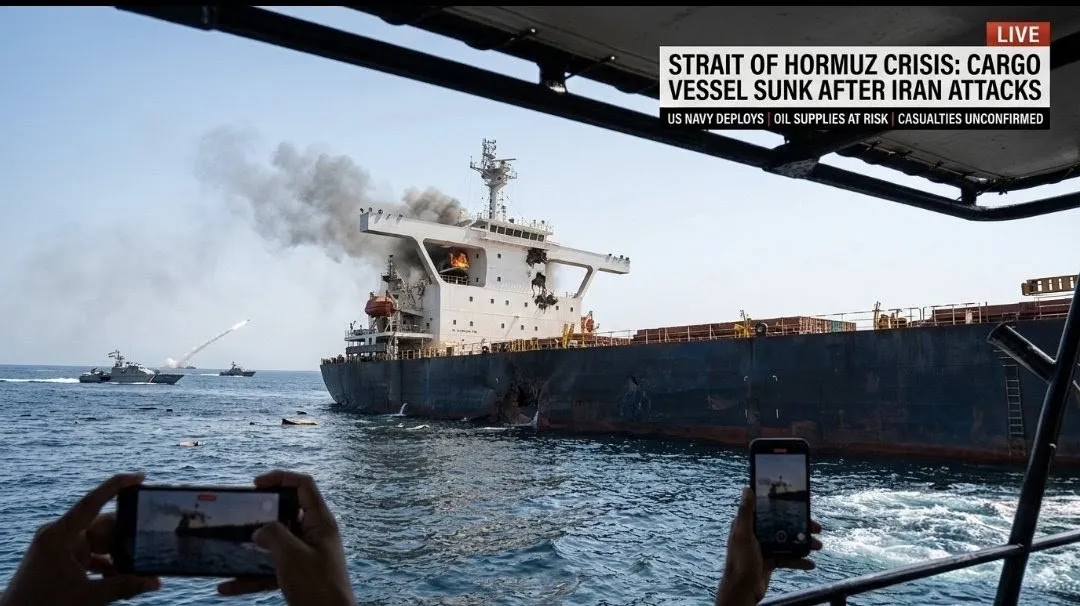 Iran war live, Cargo Vessels Sunk in Hormuz as Iran Attacks Continue