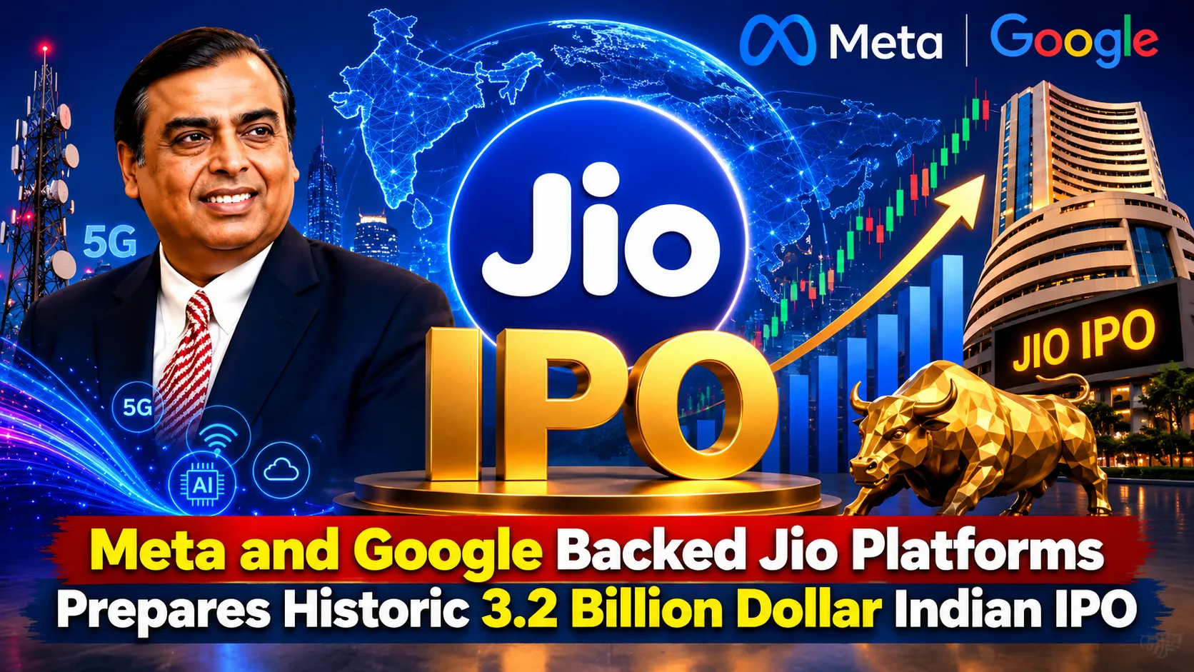 Meta and Google Backed Jio Platforms Prepares Historic 3.2 Billion Dollar Indian IPO