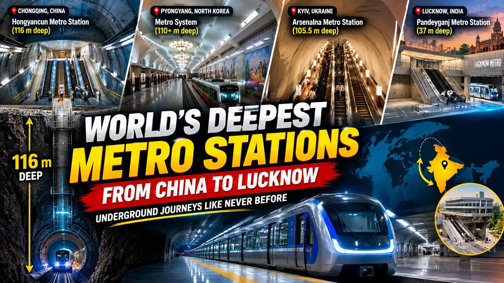 World Deepest Metro Stations China 116 Metre Station and India New Engineering Marvel in Lucknow