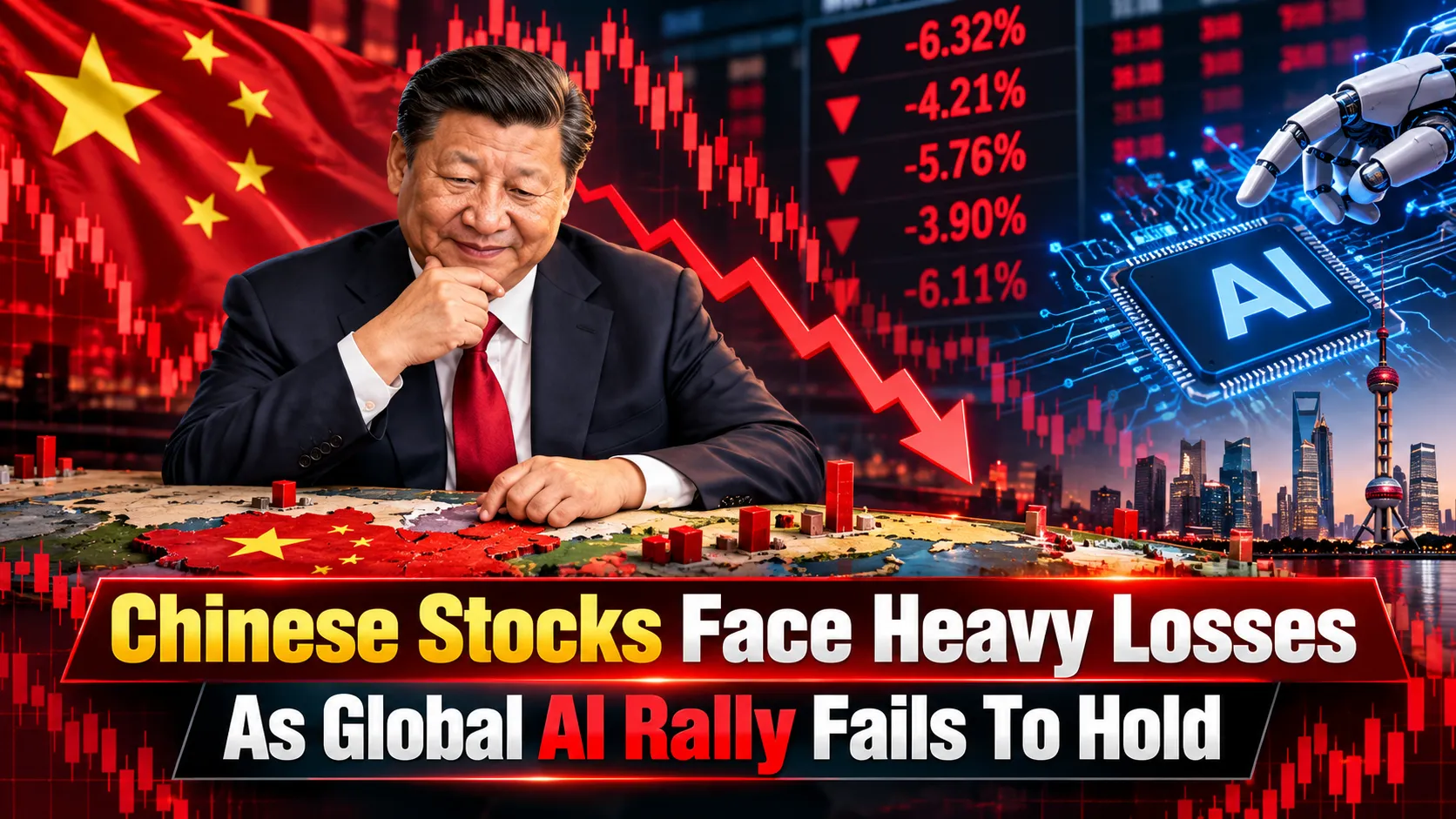Chinese Stocks Face Heavy Losses As Global AI Rally Fails To Hold