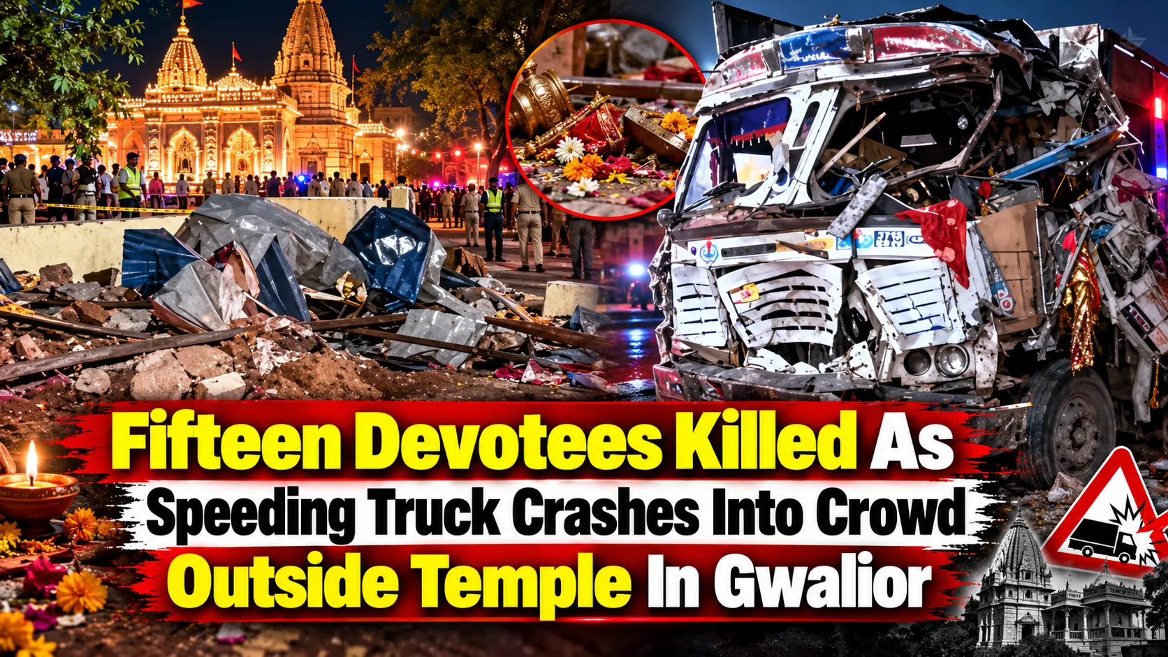 15 Devotees Killed And Dozens Injured As Speeding Truck Plows Into Crowd Outside Temple In Gwalior