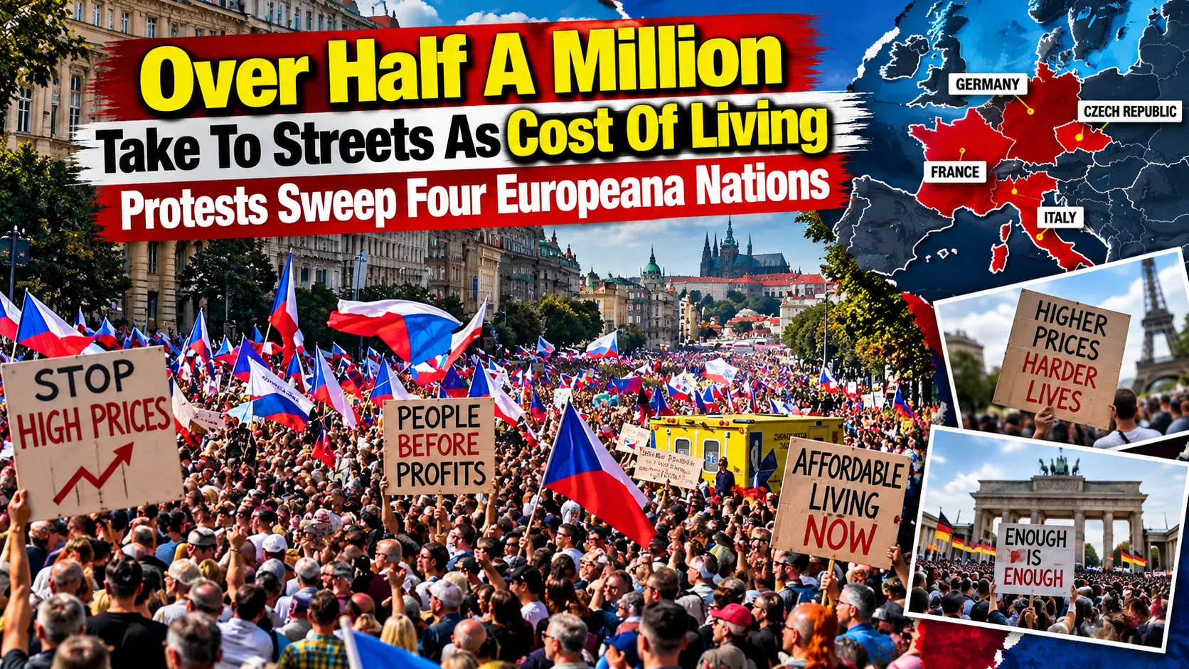 Over Half A Million Flood Streets As Cost Of Living Protests Fire Up Violence Across Four European Nations