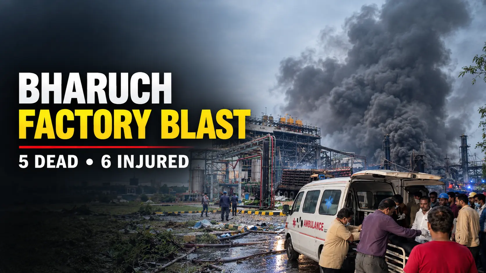 Massive Blast at Bharuch Pharma Factory 5 Workers Dead, 6 Seriously Injured in GIDC Industrial Area