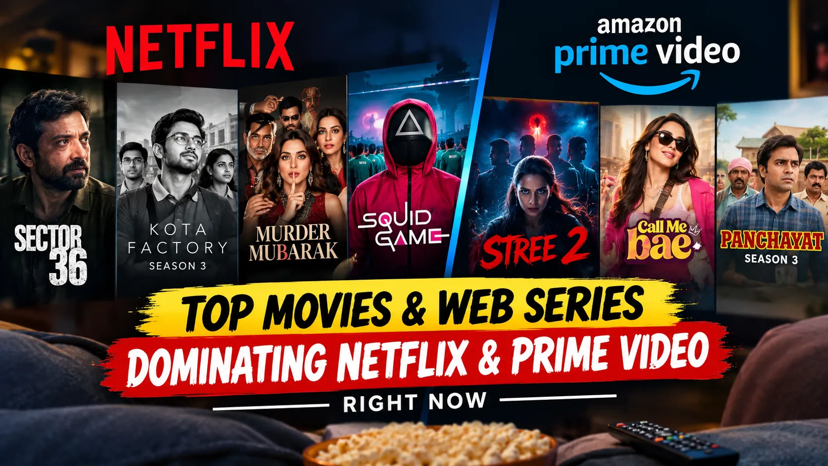 Top Movies and Web Series Dominating Netflix and Prime Video Right Now