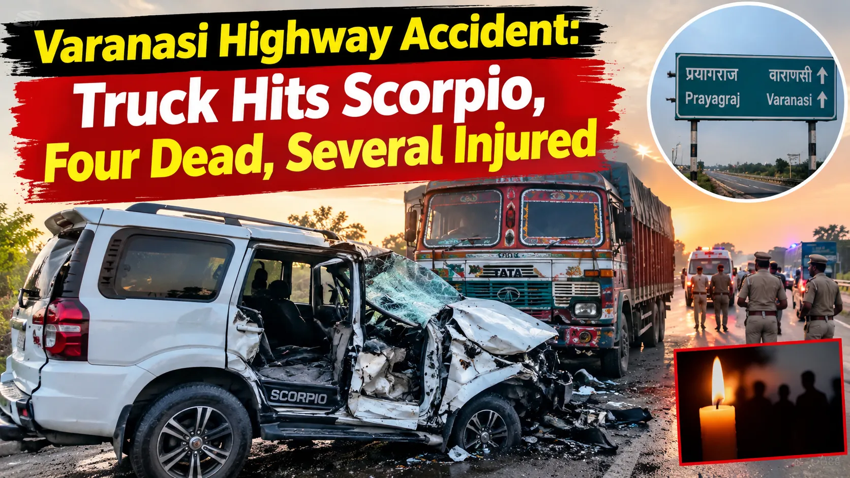 Varanasi Highway Accident Truck Hits Scorpio, 4 Dead and Several Injured