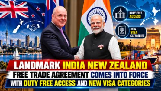 Landmark India New Zealand Free Trade Agreement Comes Into Force With Duty Free Access And New Visa Categories