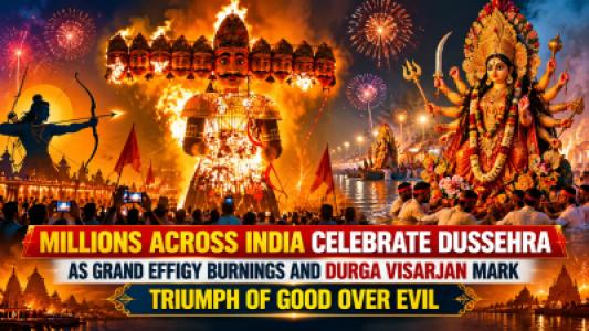 Millions Across India Celebrate Dussehra As Grand Effigy Burnings And Durga Visarjan Mark Triumph Of Good Over Evil