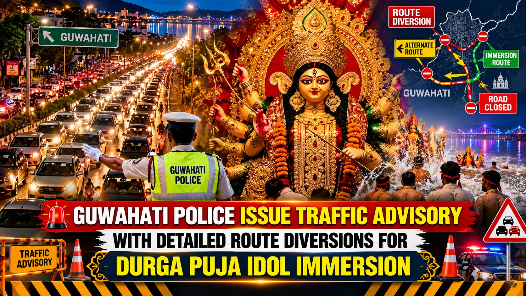 Guwahati Police Issue Traffic Advisory With Detailed Route Diversions For Durga Puja Idol Immersion