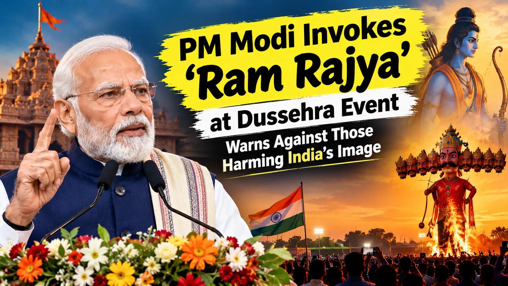 PM Modi Invokes ‘Ram Rajya’ at Dussehra Event, Warns Against Those Harming India Image