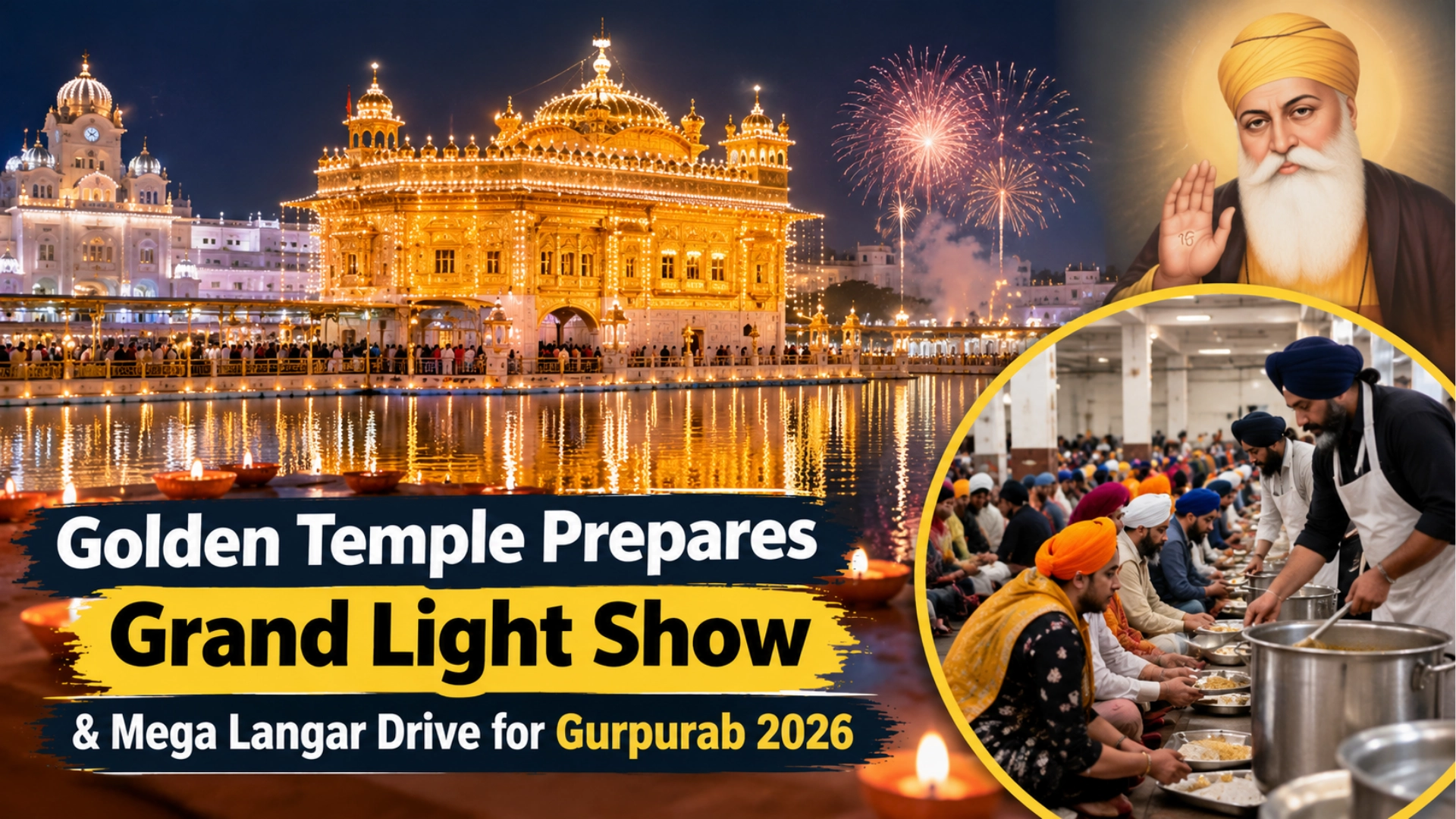 Golden Temple Prepares Record Golden Light Show & Massive Langar Drive for Gurpurab 2026