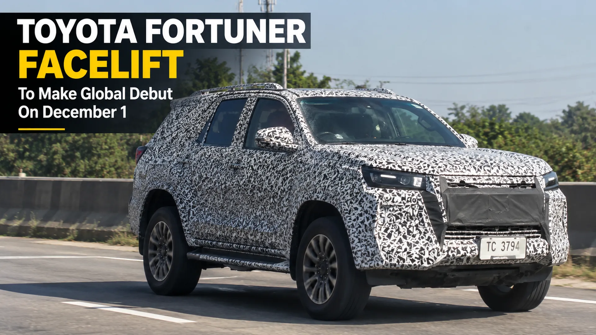 Toyota Fortuner Facelift To Make Global Debut On December 1