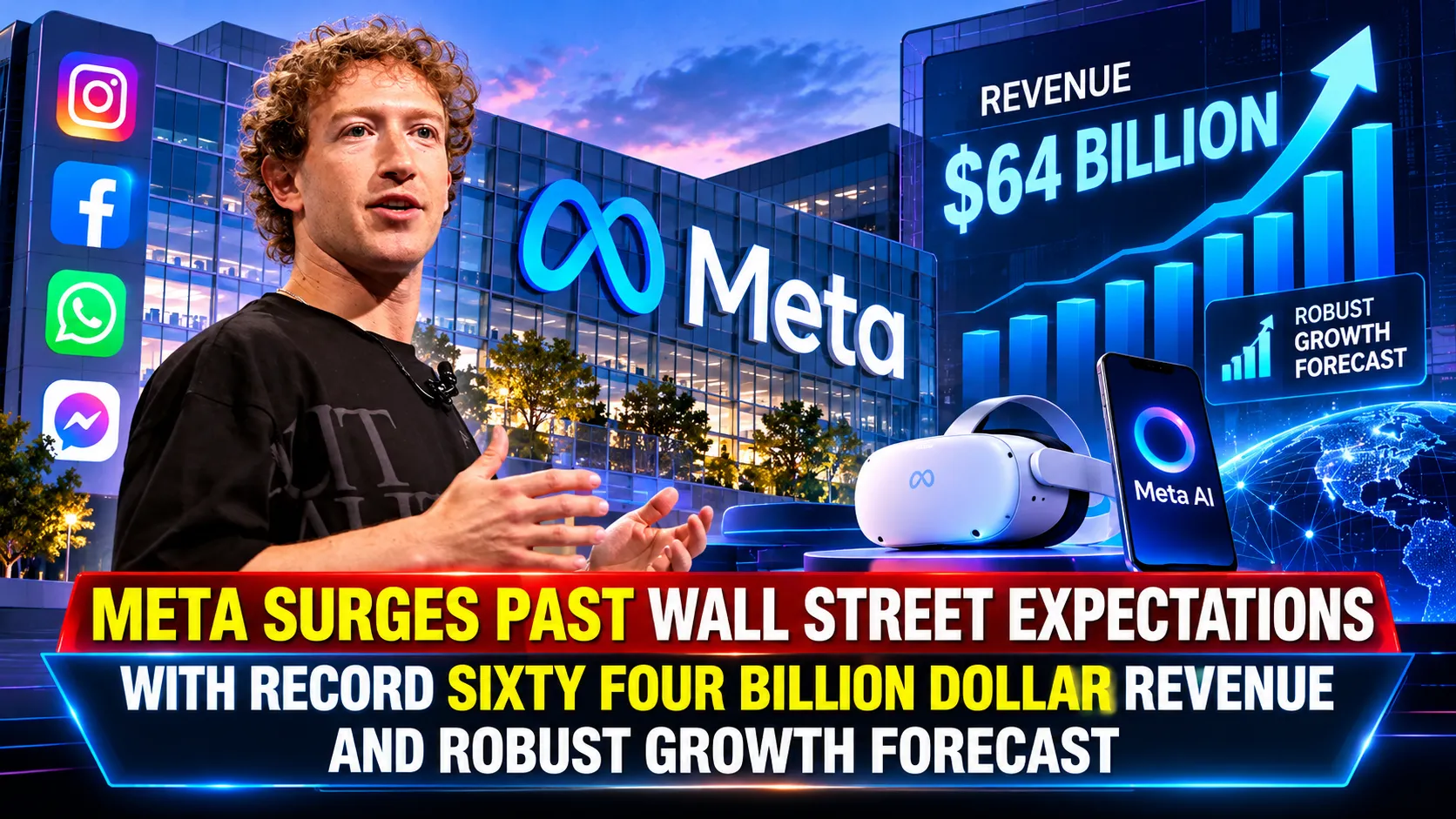 Meta Surges Past Wall Street Expectations With Record Sixty Four Billion Dollar Revenue And Robust Growth Forecast