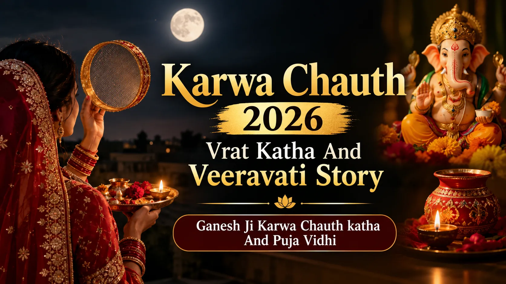 Karwa Chauth 2026 Vrat Katha And Veeravati Story, Ganesh Ji Karwa Chauth katha And Puja Vidhi