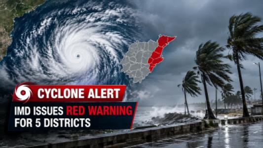 Disha Cyclone Alert, IMD Issues Red Warning for Heavy Rain in 5 Districts