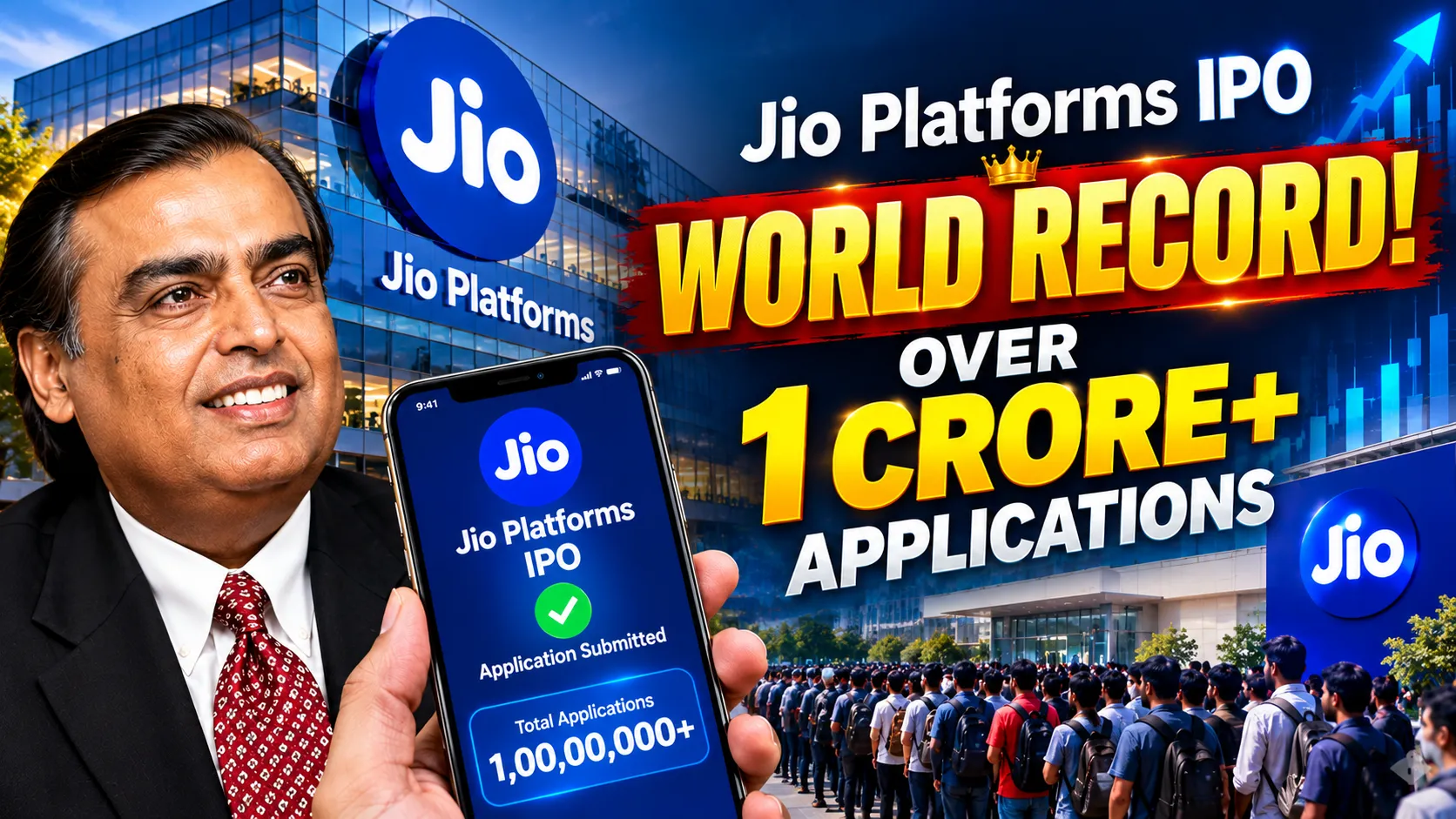 Jio Platforms IPO Creates WORLD RECORD, Over 1 Crore Applications