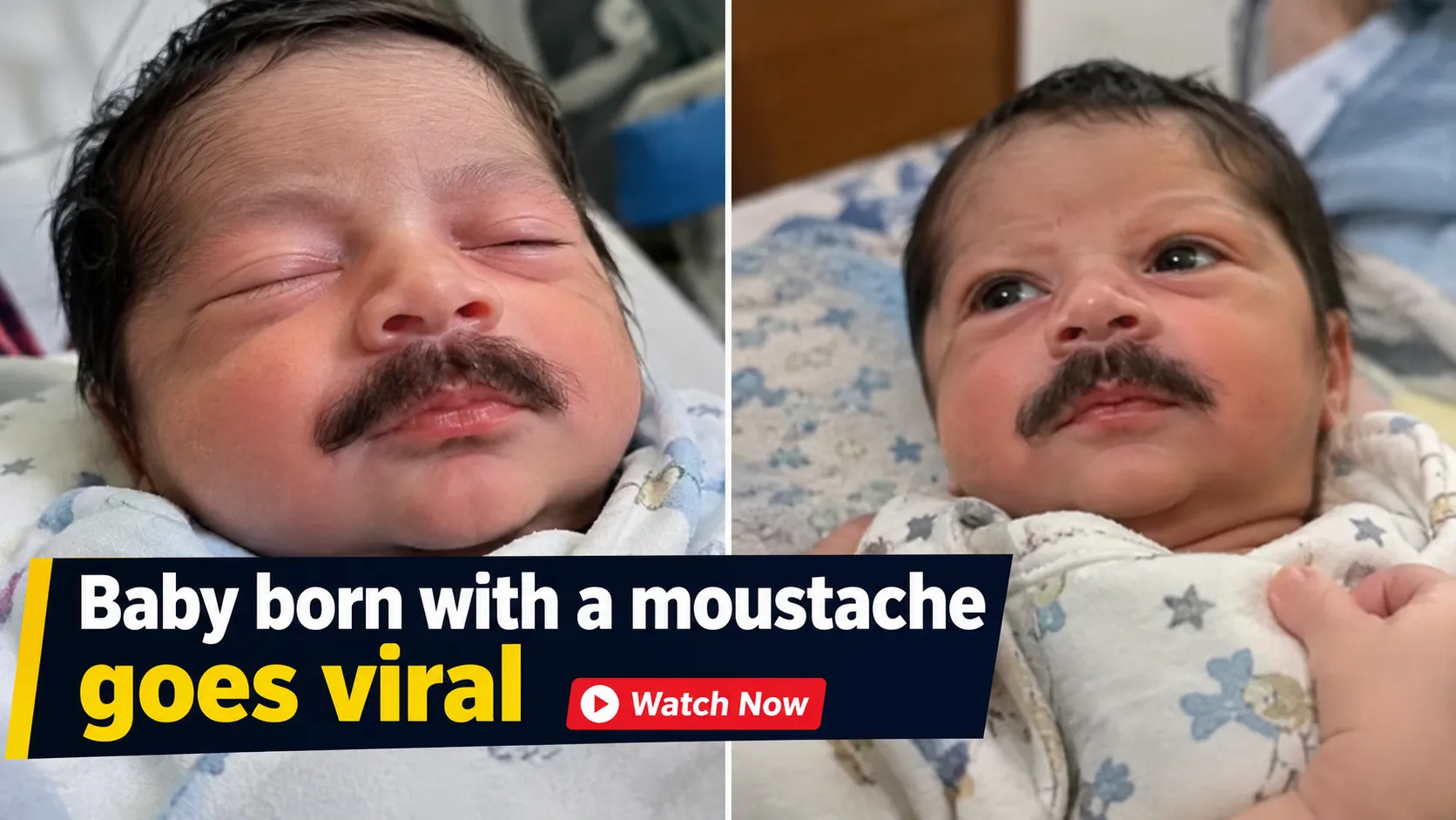 Already Tired of His 9-to-5, Baby Born With A Moustache Becomes Internet Sensation