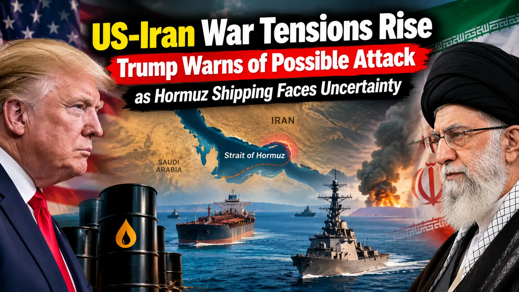 US Iran War Tensions Rise, Trump Warns of Possible Attack as Hormuz Shipping Faces Uncertainty