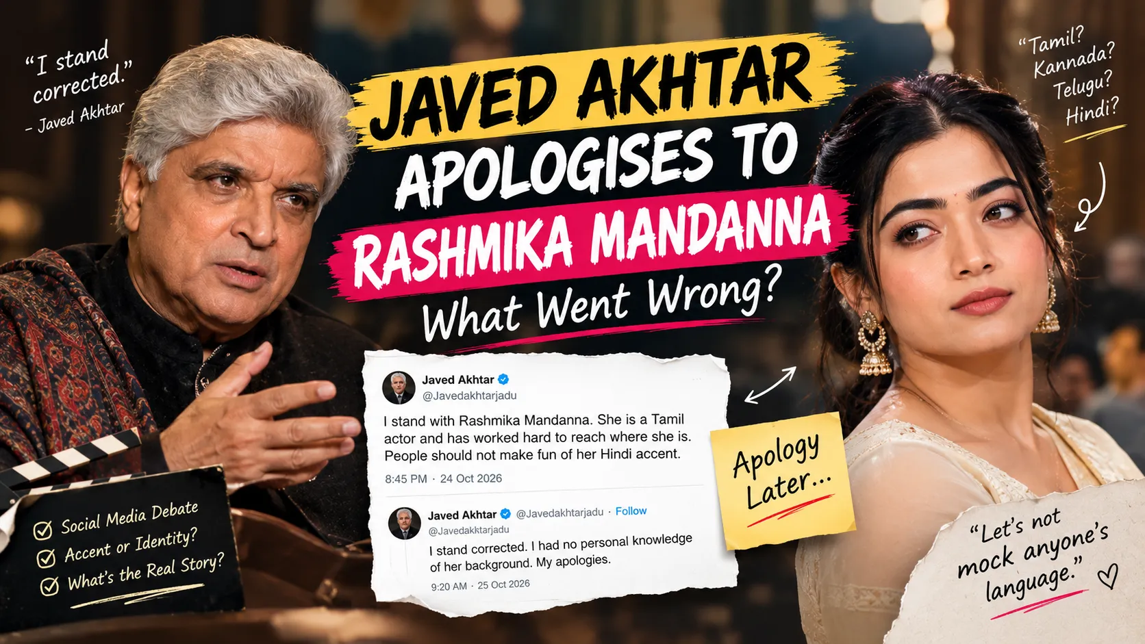 Javed Akhtar Apologises to Rashmika Mandanna What Went Wrong?