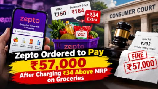 Zepto Ordered to Pay ₹57,000 After Charging ₹34 Above MRP on Groceries