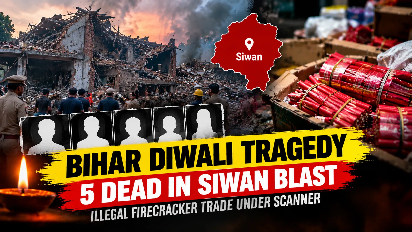 Bihar Diwali Tragedy 5 Dead in Siwan Blast, Illegal Firecracker Trade Under Scanner
