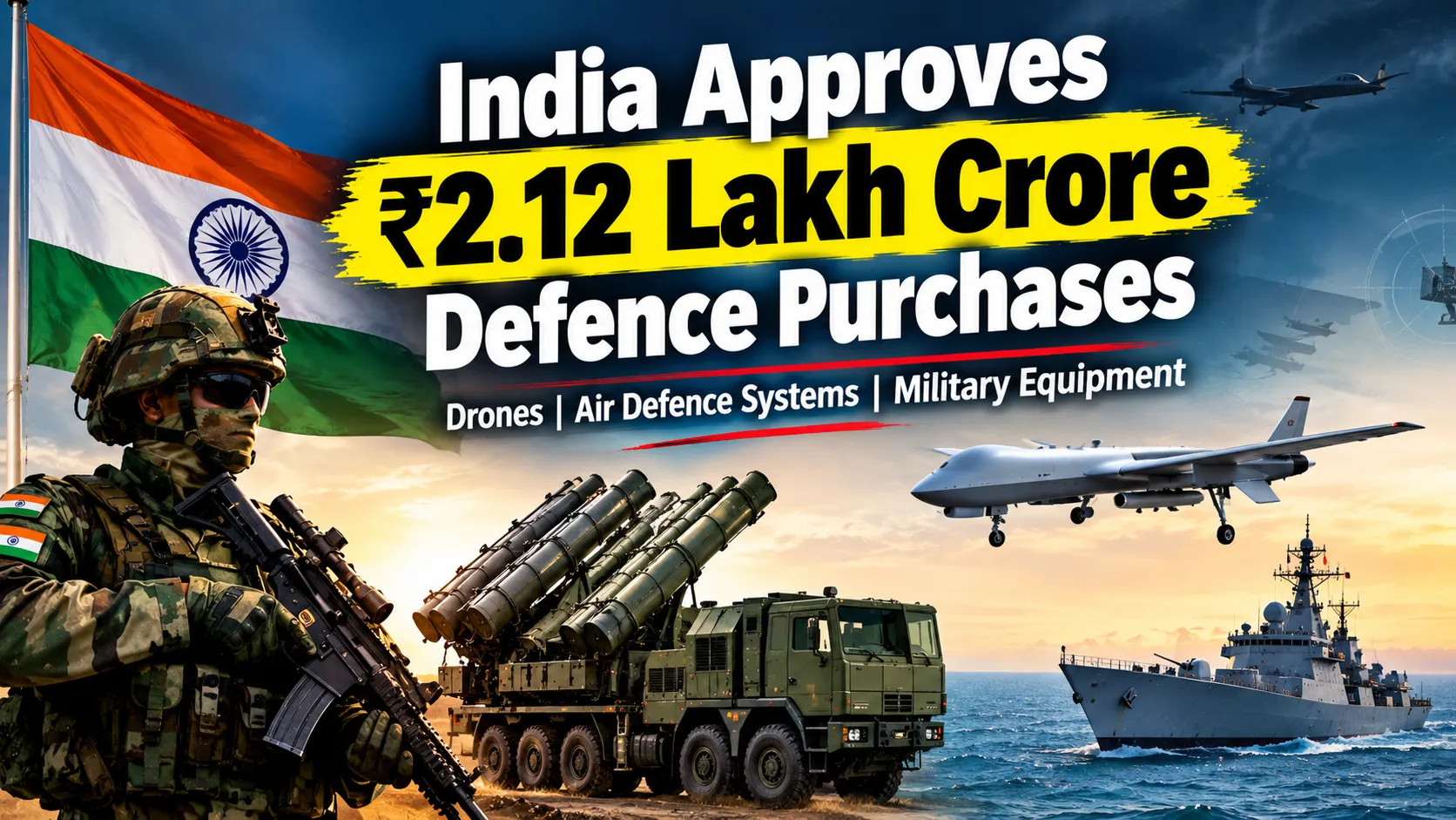 India Clears ₹2.12 Lakh Crore Defence Purchases, Drones, Air Defence Systems and Military Equipment Get Approval