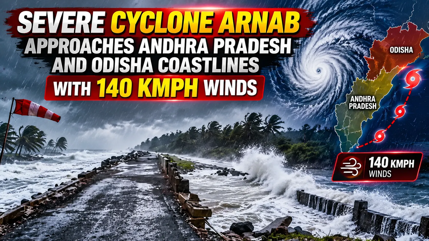 Severe Cyclone Arnab Approaches Andhra Pradesh And Odisha Coastlines With 140 Kmph Winds
