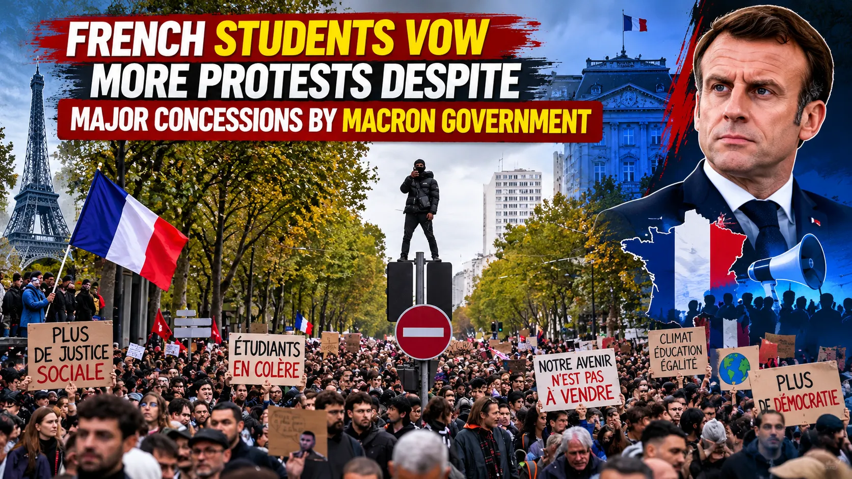 French Students Vow More Protests Despite Major Concessions By Macron Government