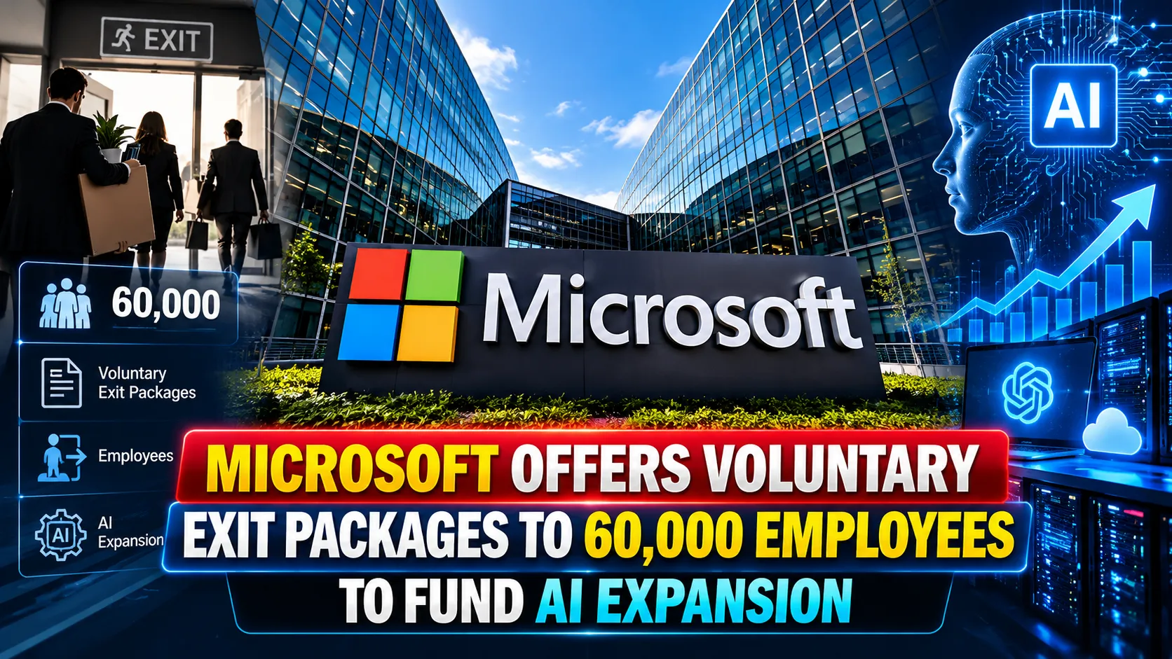 Microsoft Offers Voluntary Exit Packages To 60000 Employees To Fund AI Expansion