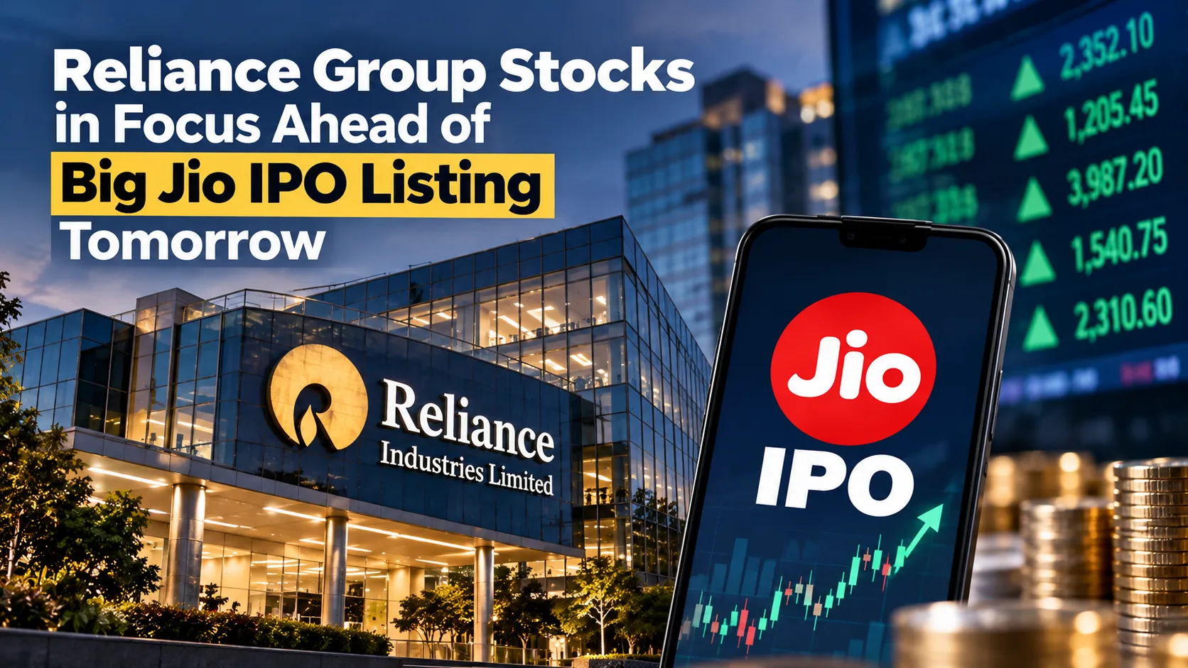 Reliance Group Stocks in Focus Ahead of Big Jio IPO Listing Tomorrow