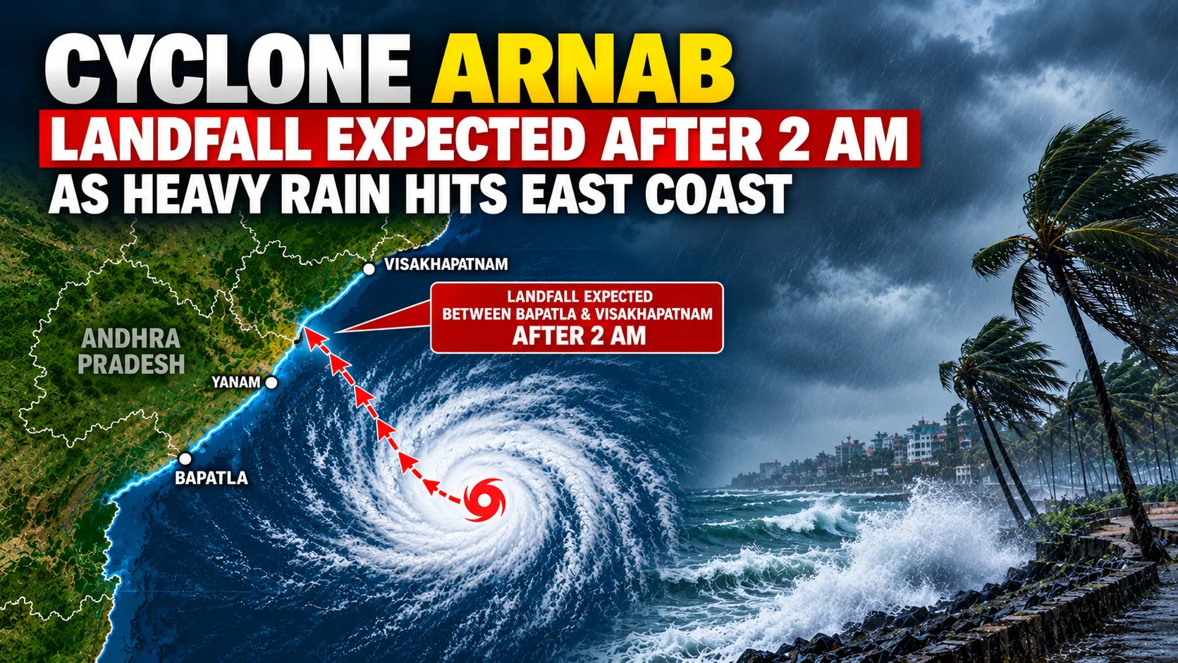 Cyclone Arnab Landfall Expected After Two AM As Heavy Rain Hits East Coast