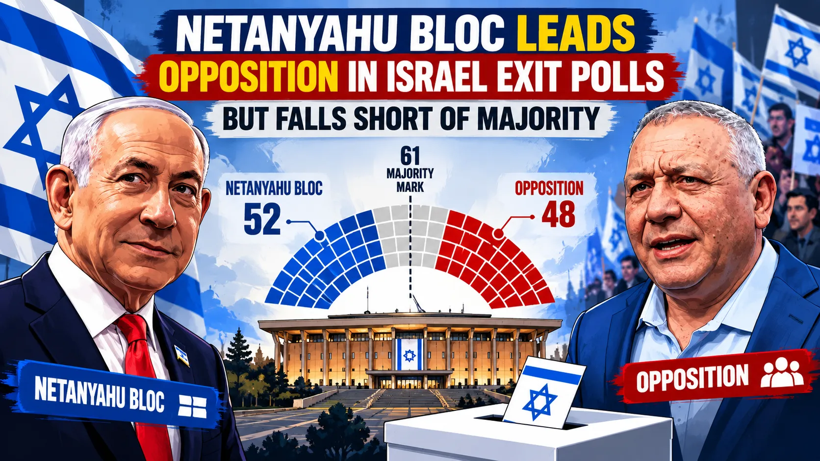 Israel Election Shock, Netanyahu Leads Exit Polls But Falls Short Of Magic 61 Seats