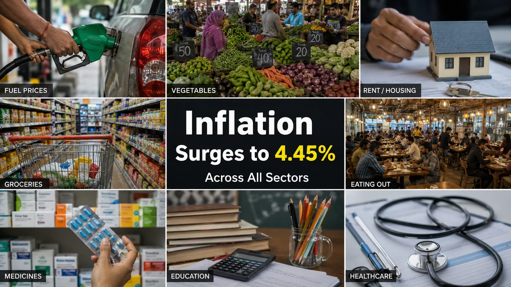 Price Rise Hits India  Retail Inflation Surges to 4.45% Across All Sectors