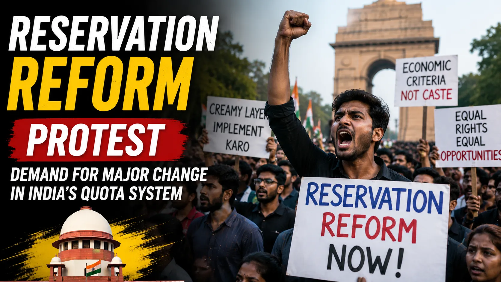 Reservation Reform Protest Demonstrators Demand Major Changes in India Quota System
