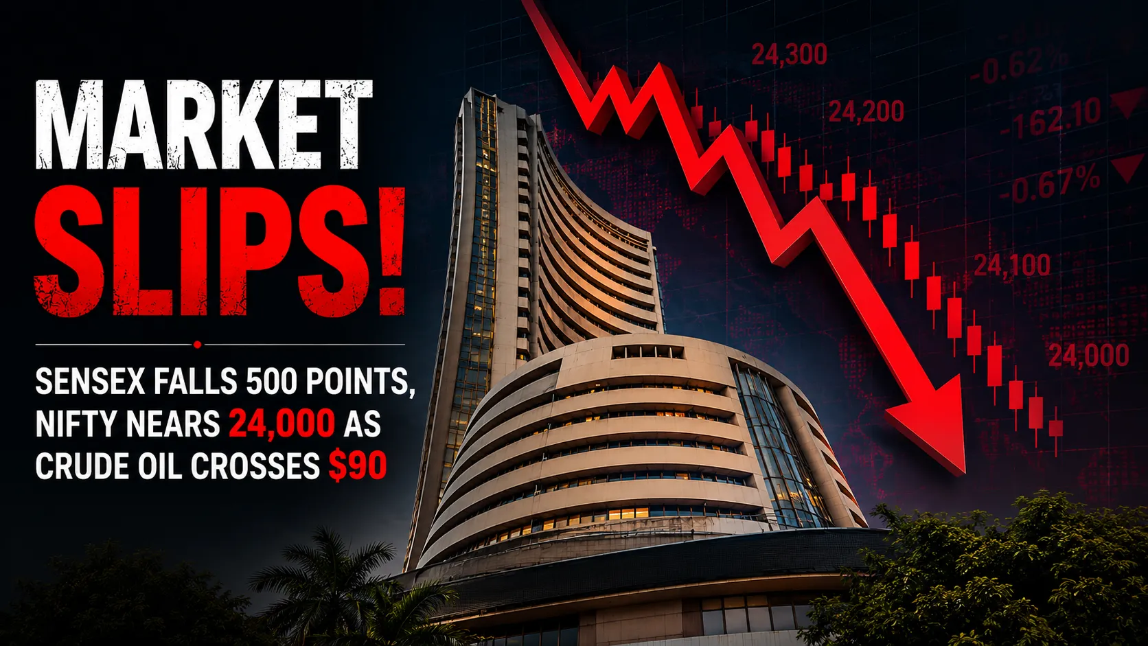 Indian Stock Market Falls as Crude Oil Crosses $90